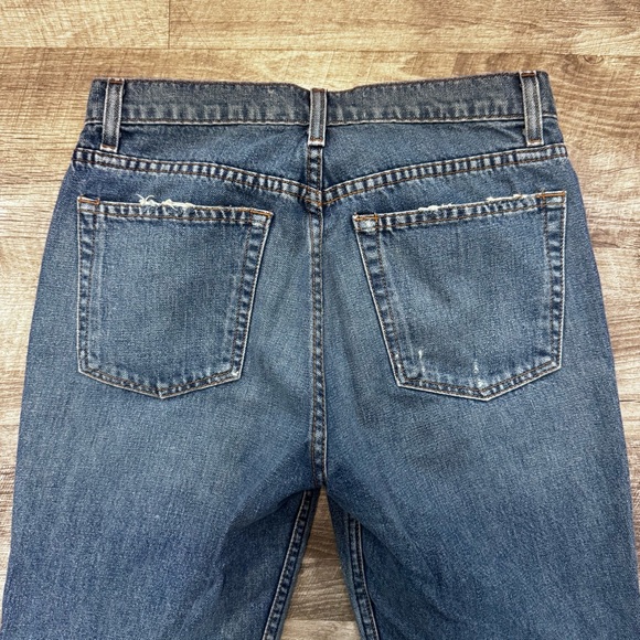 Reformation Lace Up Flare Medium Wash Distressed Raw Hem Jeans Womens Sz. 25 - Picture 6 of 9